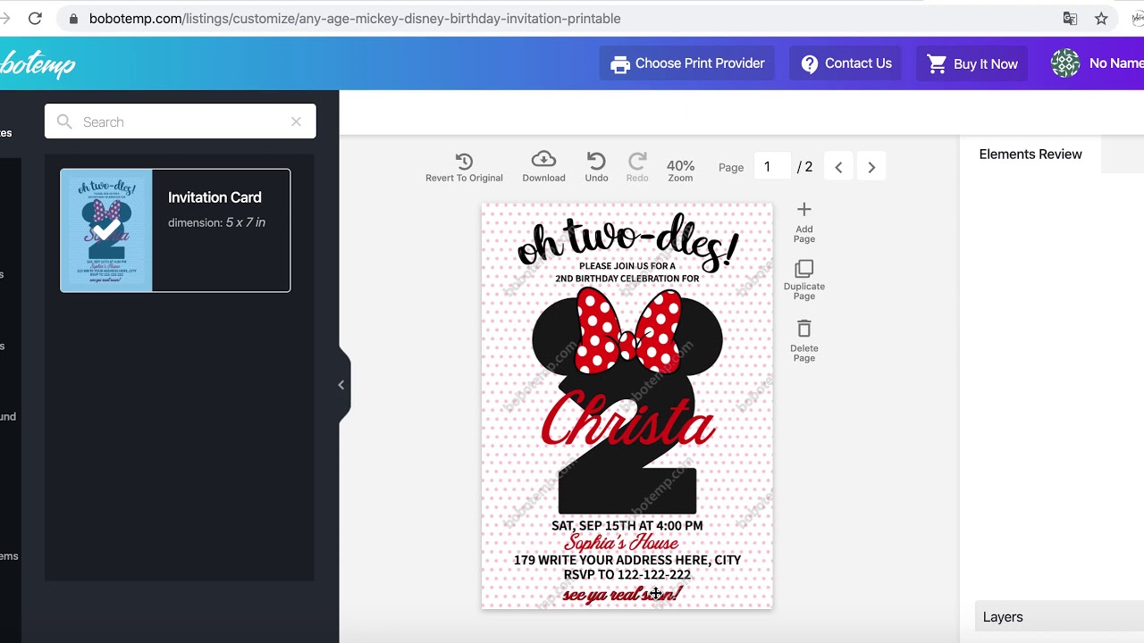How to make a Disney Minnie Mouse Birthday Invitation Template step by step on www.bobotemp.com