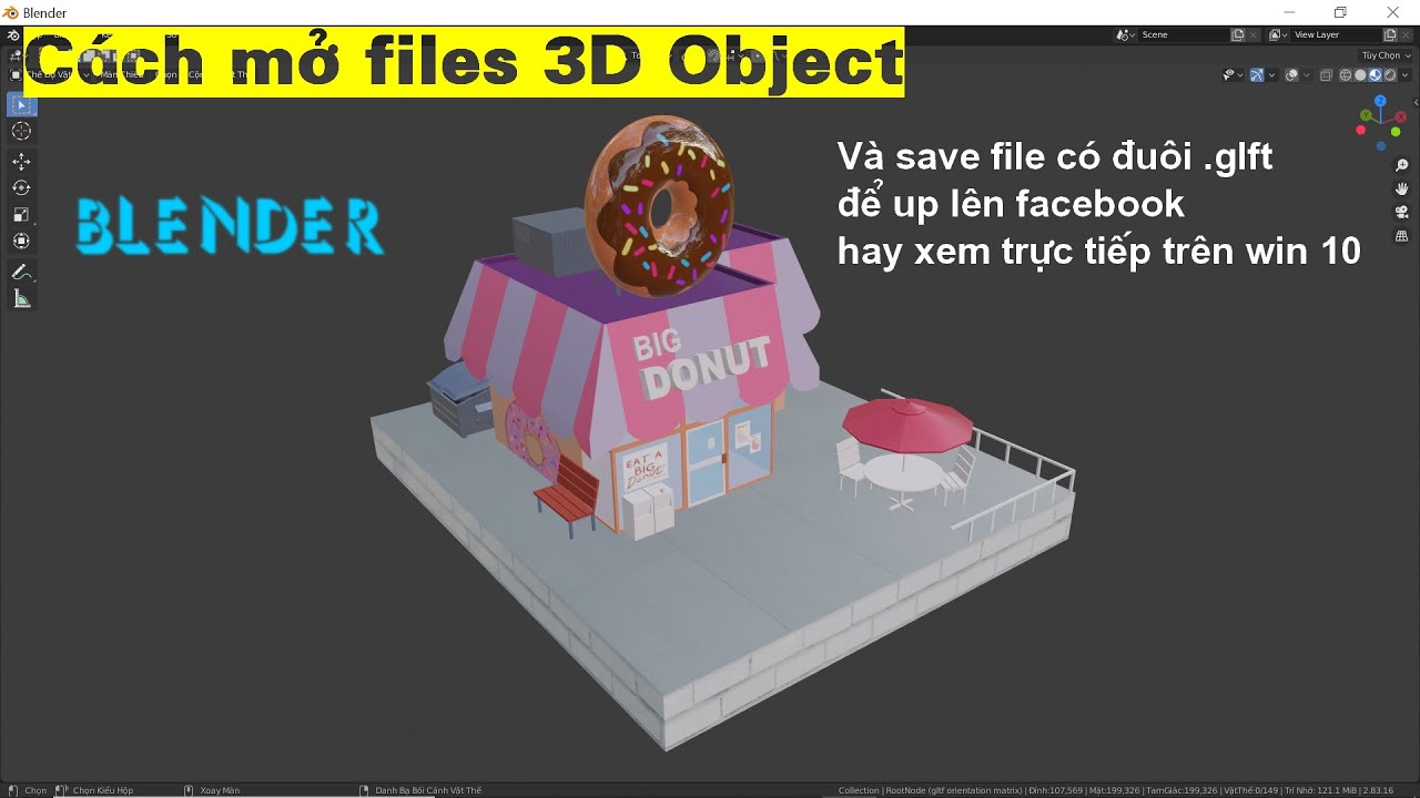 Hướng Dẫn Mở File Định Dạng 3D Object Trong Blender - Mở File Model .Glft Trong Blender