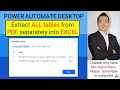 Automate extract all PDF tables separately into different Excel sheets with column names using PAD