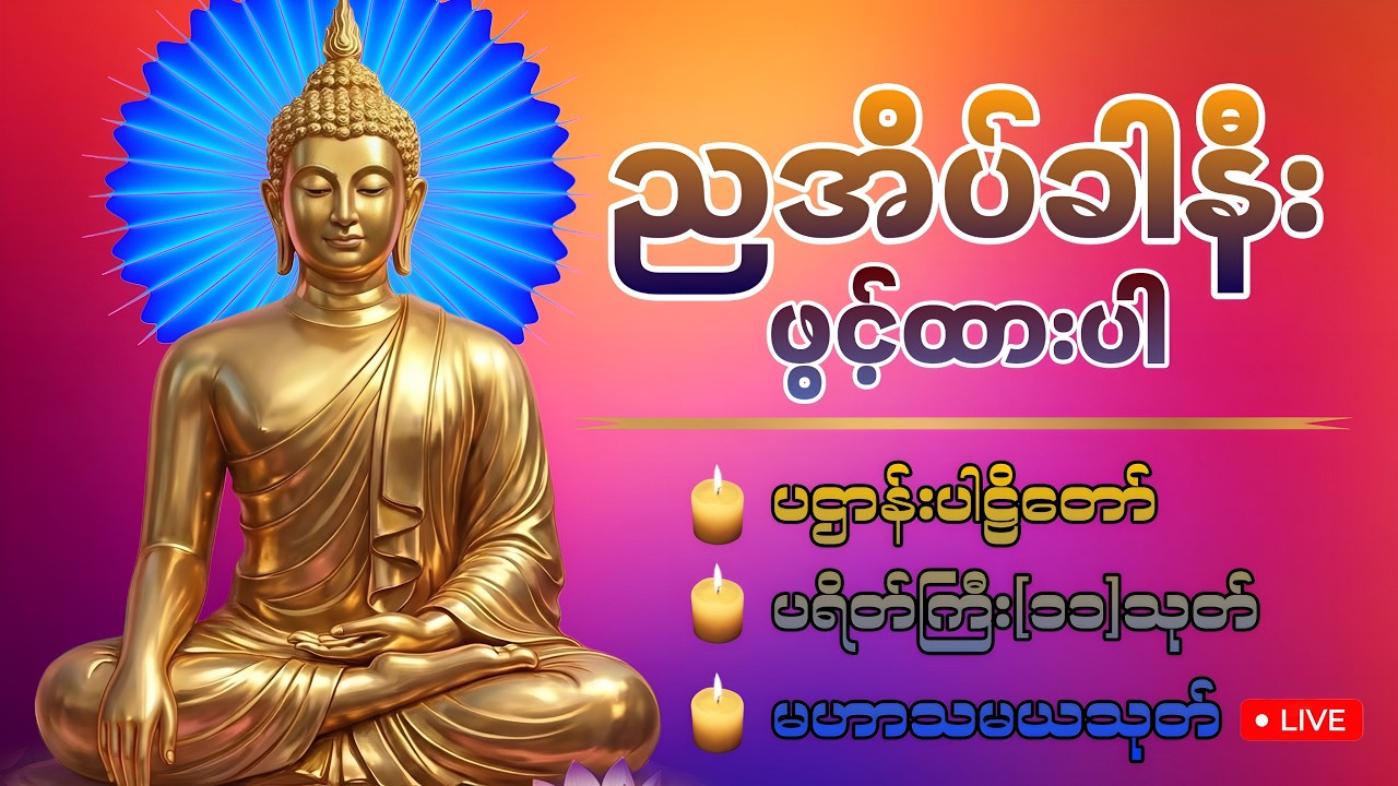 🛑LIVE 7 ညအိပ်ခါနီးတိုင်း ဖွင့်ထားပါ ပဌာန်းတရား ပရိတ်ကြီး၁၁သုတ် မေတ္တာပို့ 🙏🏻🍀🙏🏻