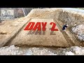 How to set grade pegs for a level footing: Building The Farmhouse | Day 2
