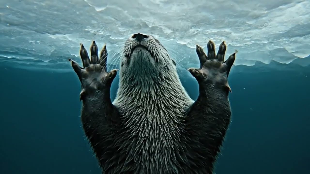 The Otter. The Ice. The River. #arcticwildlife #animalsurvival #animalrescue #otter