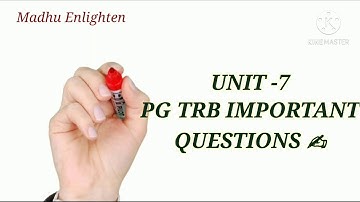 PG TRB ||  Unit -7 Important questions || Have you  tested ur preparation || trb|| net, polytechnic