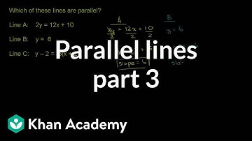 Parallel lines from equation (example 3) | Mathematics I | High School Math | Khan Academy