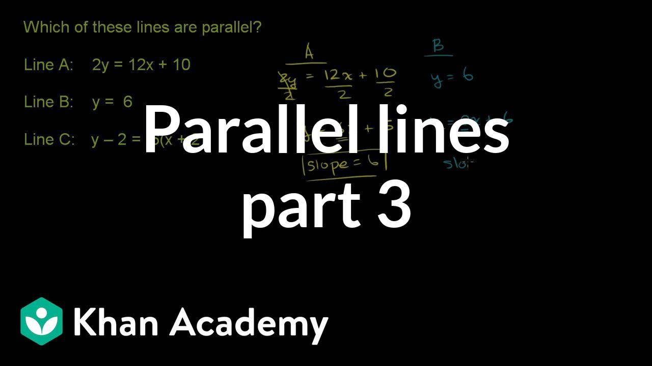 Parallel Lines From Equation Example 3 Analytic Geometry Video Khan Academy