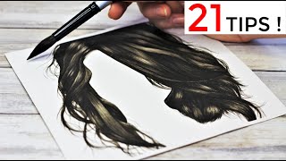 Watercolor hair painting tutorial | 21 tips for realistic hair