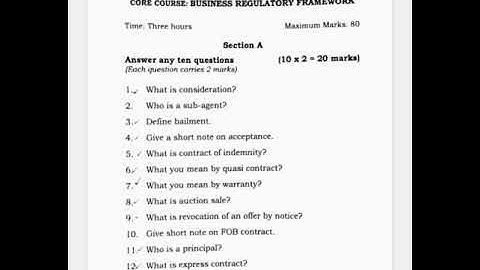 BRF Model Question Paper | MGU B.Com Final Examination