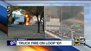 Big rig catches on fire on Loop 101 at Northern Avenue