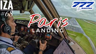 B777 CDG  Paris | LANDING 27R | 4K Cockpit View | ATC & Crew Communications