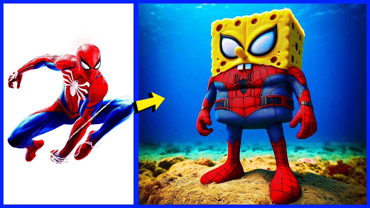 Marvel Sponge AVENGERS But SPONGE BOB 👀 VENGERS 🔥+50 Superheroes (Marvel & DC) 2024 💥 ...