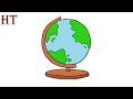 How to draw a globe easy step by step