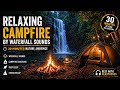 Relaxing Campfire by Waterfall Sounds Nature Ambience for Sleep &amp; Stress Relief@SleepAuraSound-Rain 