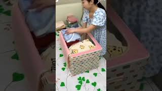 26L Storage Bag Foldable Closet Organizer | Jeans Fabric Storage Box with Metal Frame