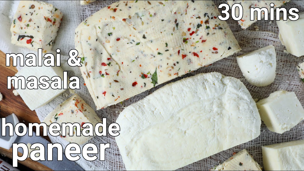 400 grams paneer with 3 litre milk - malai paneer & masala paneer | how to make paneer at home | Hebbar Kitchen