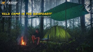 Solo Camping Di Tengah Hutan | Hujan Sepanjang Hari | Api Unggun sambil Masak