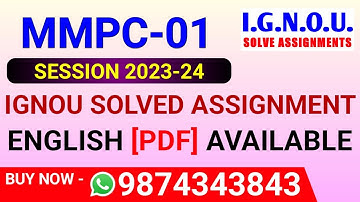 MMPC 1 Solved Assignment 2023-24 in English, MMPC-01 Solved Assignment 2024, MMPC 1 Assignment