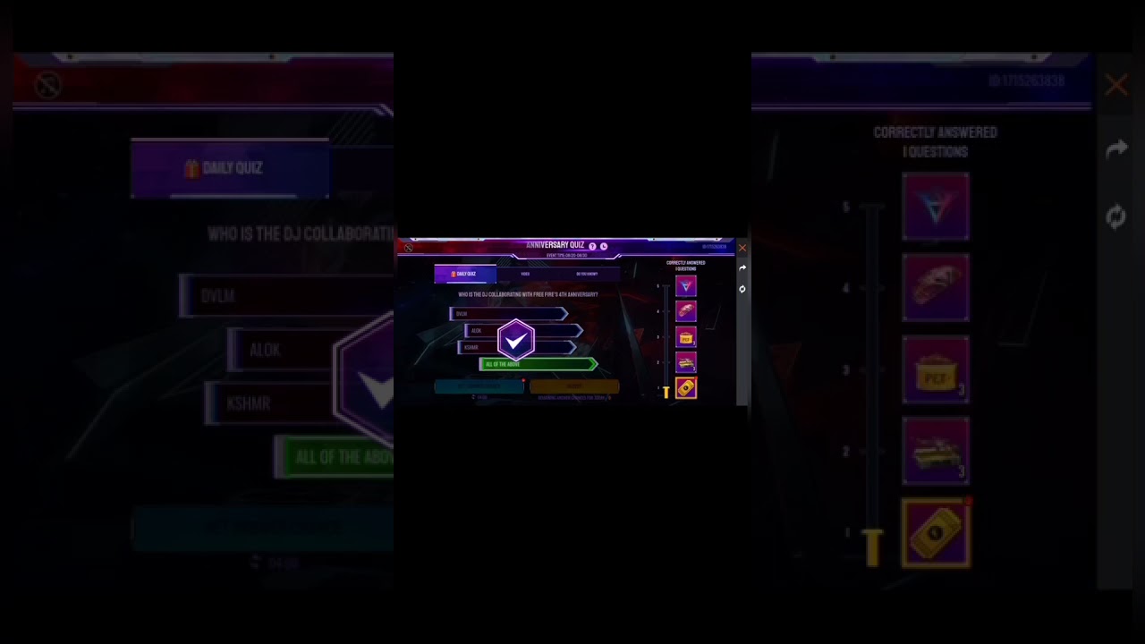 Free Fire 4th Anniversary Quiz Event 