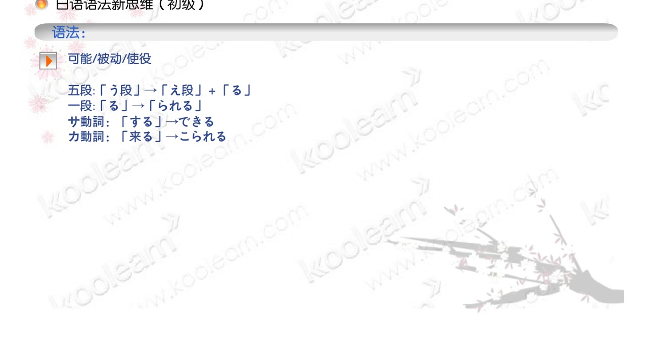 23 语法 自动词 他动词 时态 肯定 否定 疑问 可能 被动 使役 Youtube