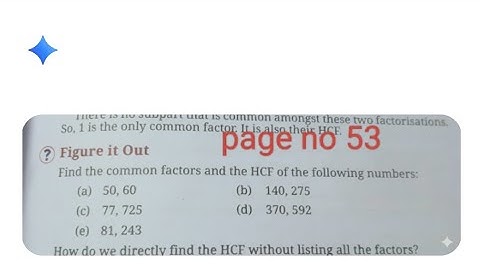 Class 7th Ganita prakash part2 ch 3 Finding common ground figureitout page53 Common factors  and HCF