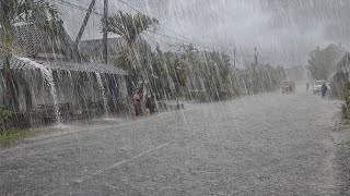 The biggest super crazy rainstorm in the history of the village, extreme strong winds and lightning