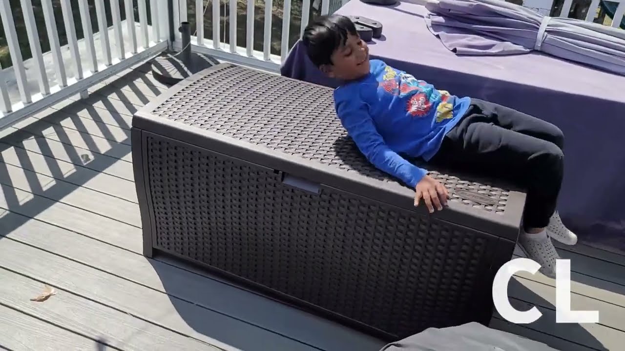 99 Gallon Resin Wicker Patio Deck Outdoor Storage Box by Suncast Review