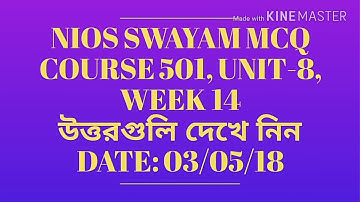 Nios swayam mcq 501 week 14 unit 8