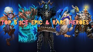 Empires & Puzzles Top 5 Ice Epic & Rare Heroes of All Time! Tier list & Rankings Ice in their Veins🥶