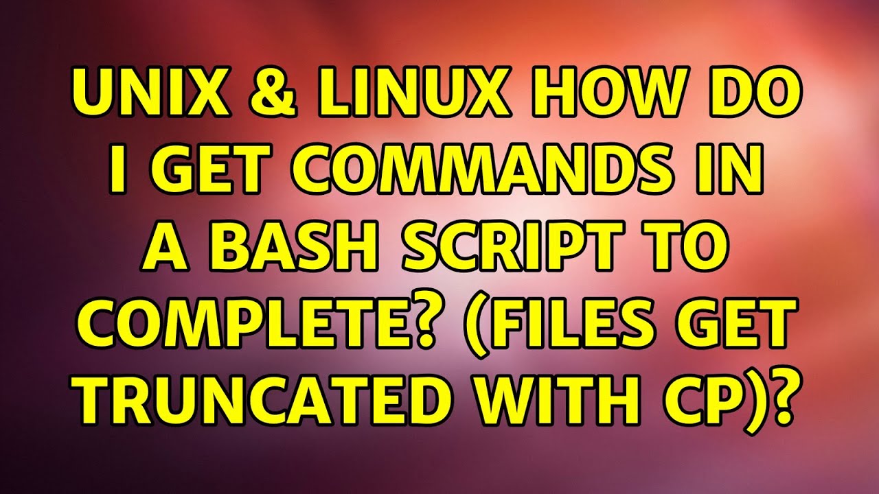 Unix & Linux: How do I get commands in a bash script to complete ...