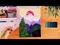 Como pintar em tela - Pintura fácil com tinta acrílica: Montanhas e pinheiros | Como fazer