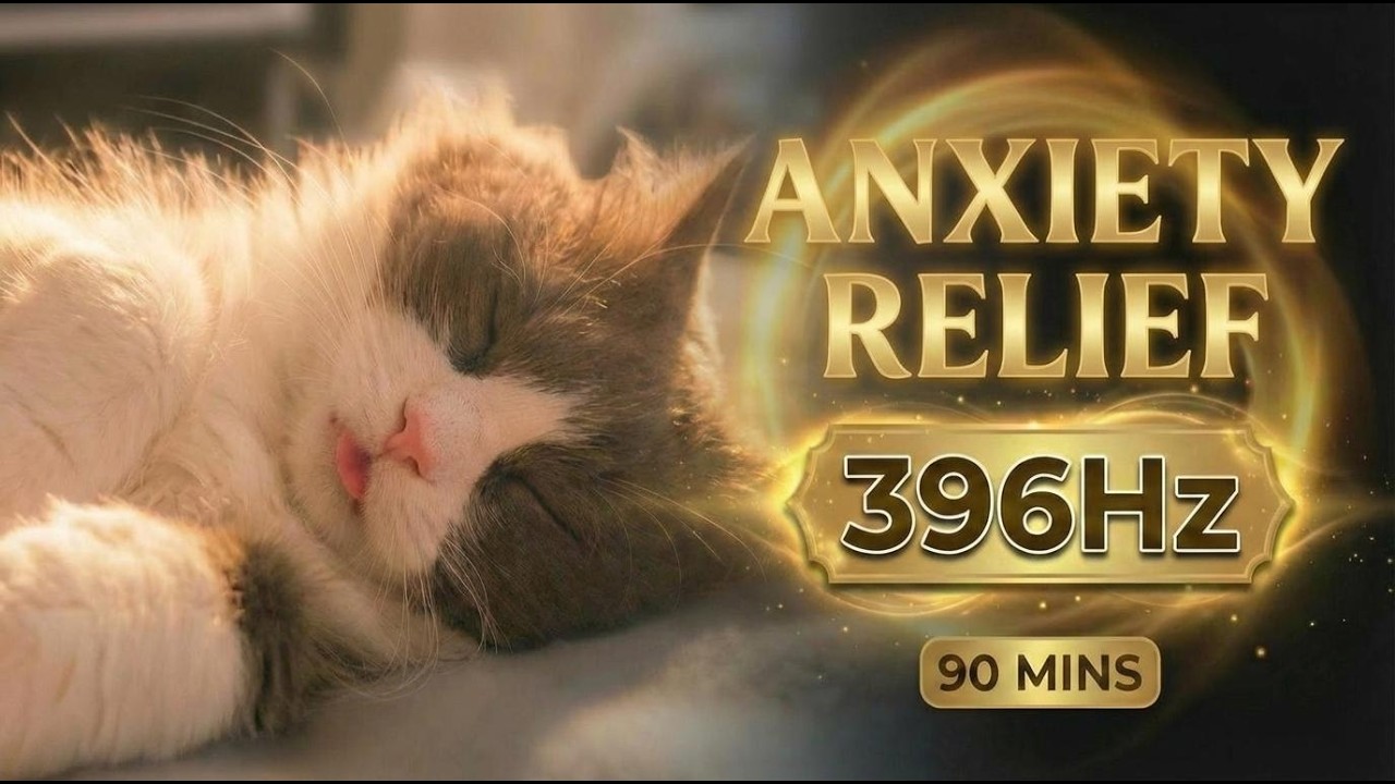 Stop Overthinking & Relieve Anxiety Instantly🍃 396Hz Healing Piano (90 Min Cat Sleeping)