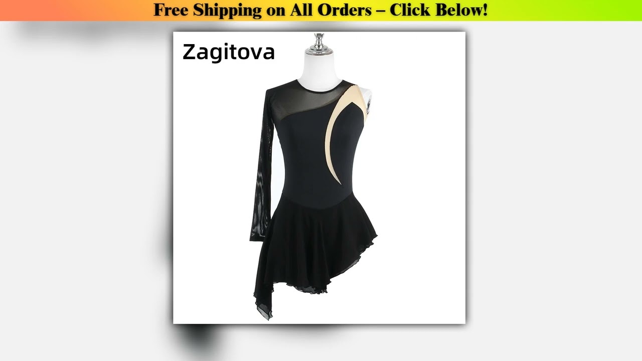 ZAGITOVA Figure Skating Dress Women Girls  Ice Skating Skirt Black Mesh Skirt Costume Without