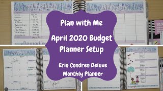 Plan with Me| April 2020 Budget Planner Setup| Erin Condren Deluxe Monthly Planner