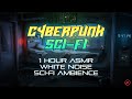 Cyberpunk White Noise and Ambient Rain with distant Thunder Rumbles | Sci-Fi apartment bedroom