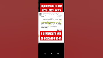 Rajasthan SET Exam 2023 Latest News Update ! E-CERTIFICATE Will be Released Soon