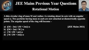 A thin circular ring of mass M and radius r is rotating about its axis with an angular speed ω