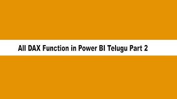 All DAX Function in Power BI Telugu | Power BI Telugu | All DAX Function Part 2