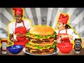 WE MADE A GIANT BURGER !! | COOKING WITH CARMEN AND COREY