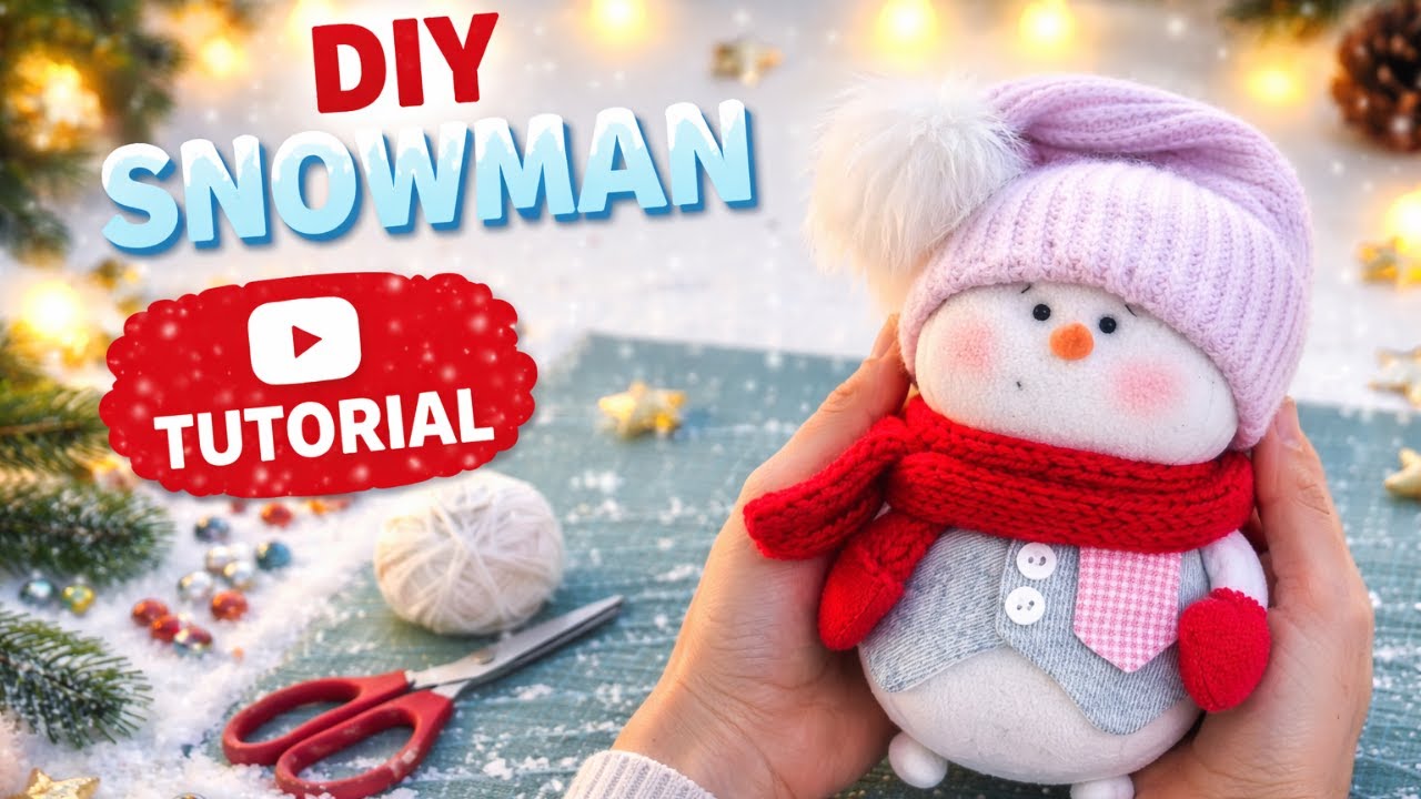 Easy Snowman Sewing Tutorial ⛄ Handmade Toy for Beginners - YouTube