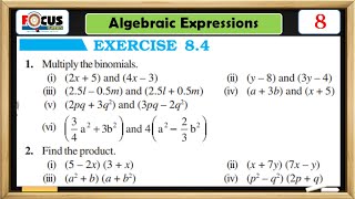 Algebraic Expressions and Identities - Exercise 8.4 | Class 8 Maths Chapter 8 | CBSE 2025-26
