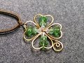 copper wire 4 leaves grass - Clovers pendant - DIY wire jewelry 168