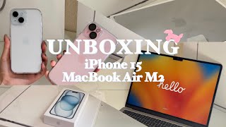 Unboxing MacBook Air M2 & iPhone 15✨