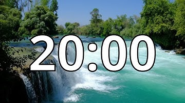 20 Minutes Timer with Waterfall Sounds for Relaxation