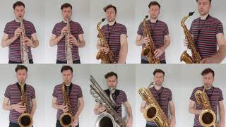 the chicken run soundtrack except it&#39;s a 13 minute arrangement for 10-piece saxophone ensemble