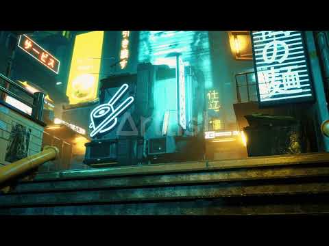 Cyberpunk, Futuristic, Street, City 3D, HD  - animated background