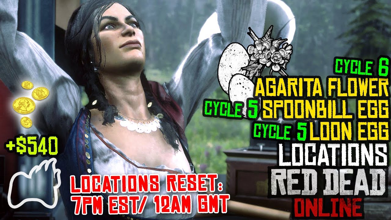 RED DEAD ONLINE Agarita Flower CYCLE 6 Loon Egg & Spoonbill Egg CYCLE 5