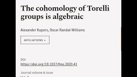 The cohomology of Torelli groups is algebraic | RTCL.TV