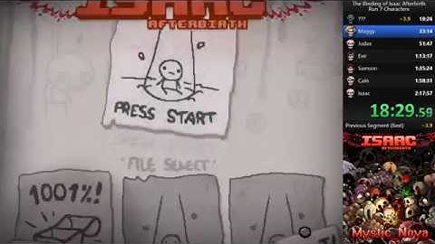 The Binding of Isaac Afterbirth - speedrun 7 characters - 1:58:43