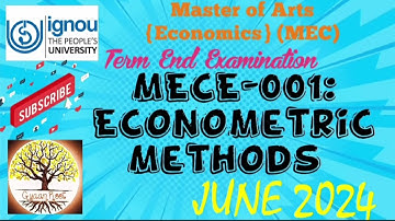 MECE-001: ECONOMETRIC METHODS || Question Paper || June 2024 #ignou #ignouexam #englishquestionpaper