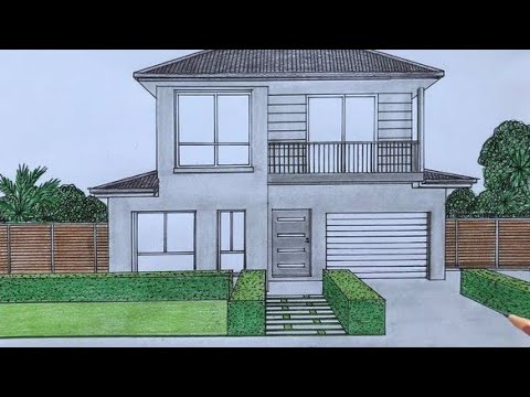 Vẽ Ngôi Nhà hai tầng mái thái |draw a two-story house with a Thai ...