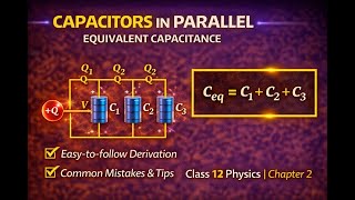 🔷 Capacitors in Parallel | Equivalent Capacitance | Class 12 Physics
